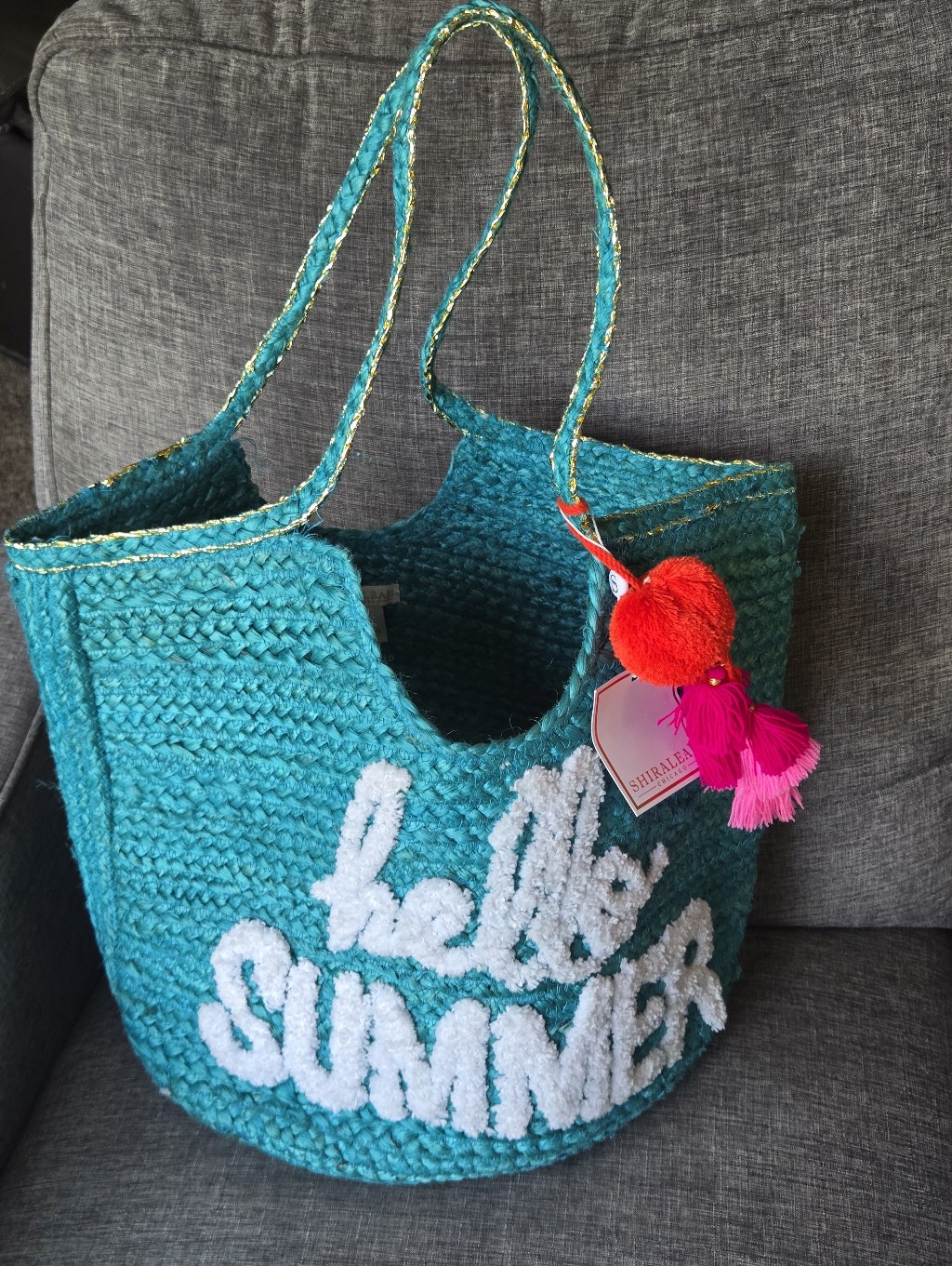Shiraleah Hello Summer Tote In Turqouise- Imperfect With Tags